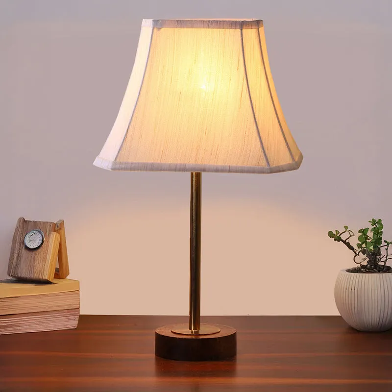 Ceylon Rodin Wooden Table Lamp - OffWhite,Gold,Brown media 2