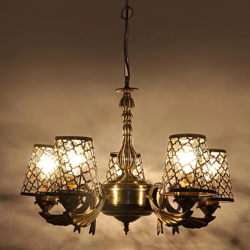 Enva Etched Vistara Metal Antique Ceiling Lamp - Gold media 1
