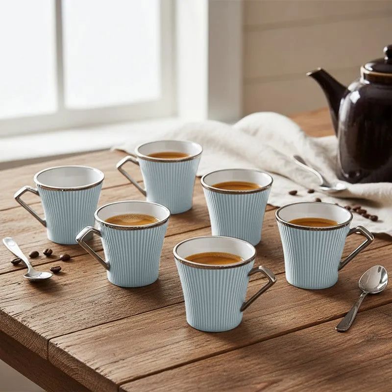 Thira Porcelain Tea Cup (180 mL Each/Blue) - Set of Six media 1