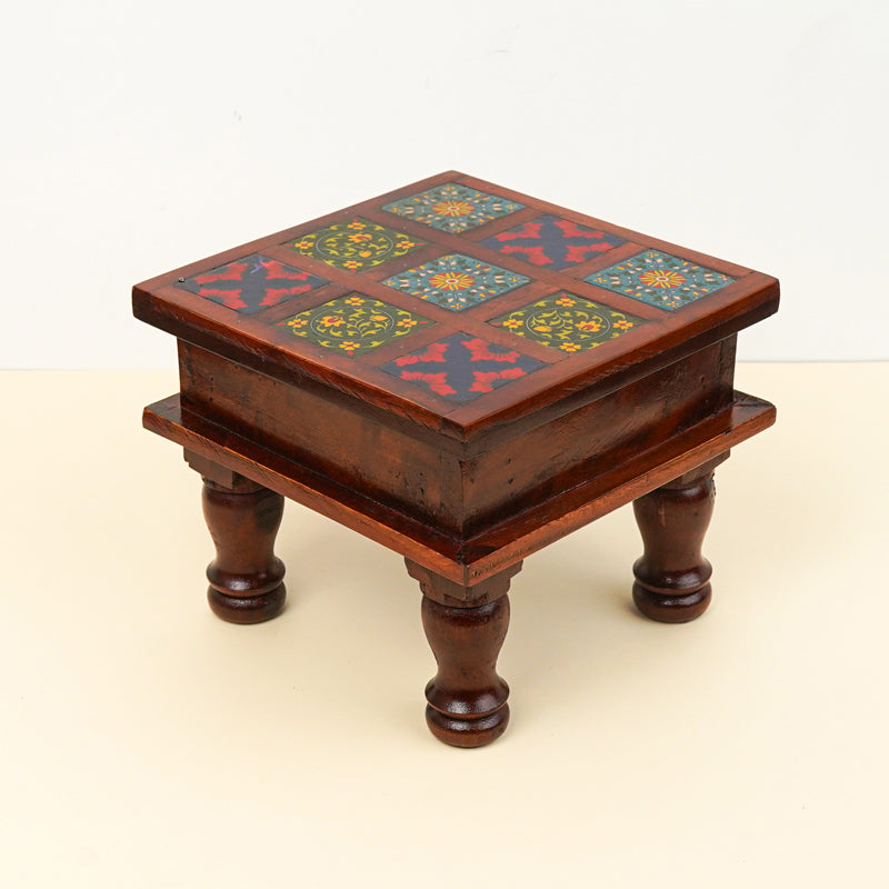 Athangudi Mango Wood & MDF Stool - 8 inch media 4