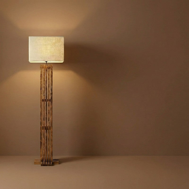 Coronis Wooden Floor Lamp with Fabric Shade media 7