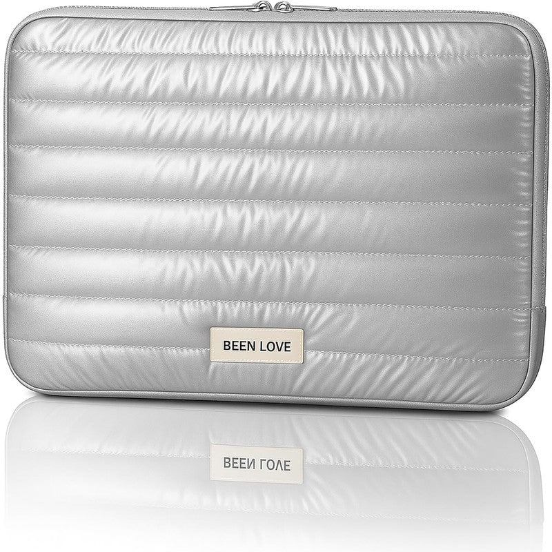 Midnight Silver Quilted Laptop Sleeve media 3