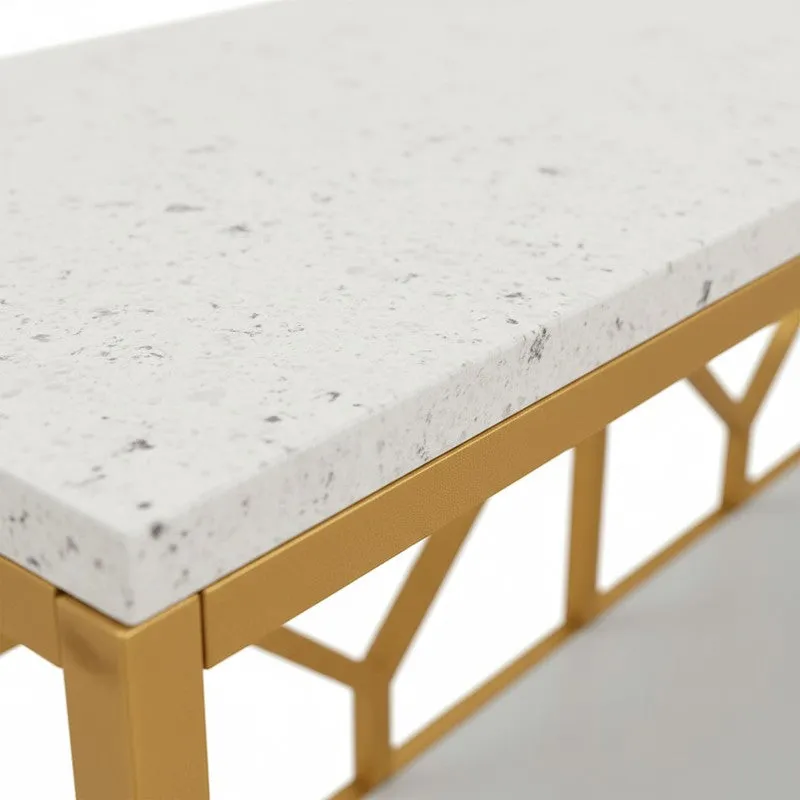 Extra Long Metal Console Table with Marble Top - Large media 3