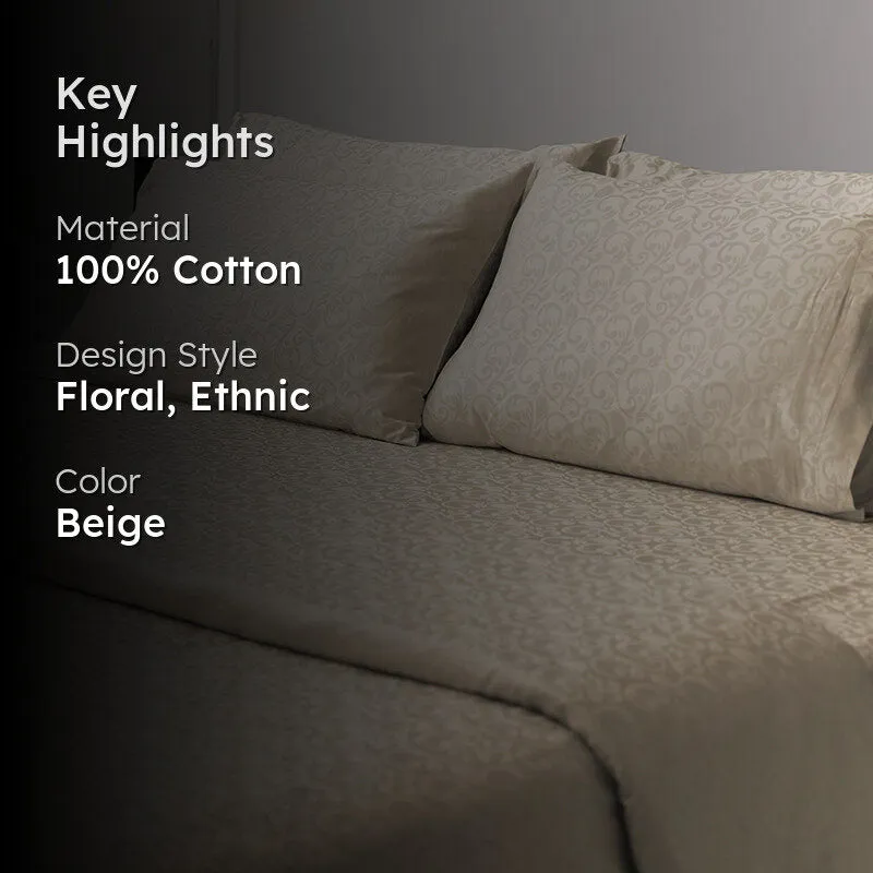 Coral Bloom Jacquard Pillow Cover (Beige) - Set Of Two media 2