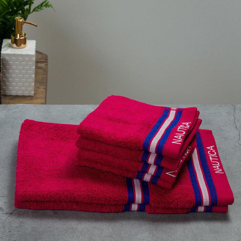 Nautica Dove Down Cotton Towel Set (Burgundy) - Set Of Six media 4