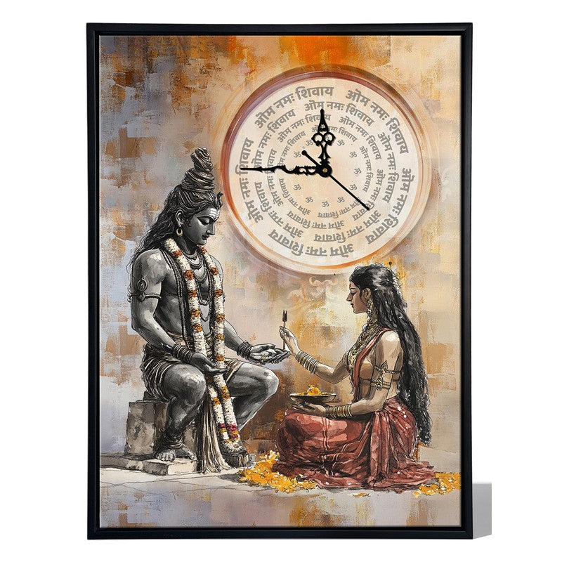 Shiva Shakti Wall Art With Clock media 5
