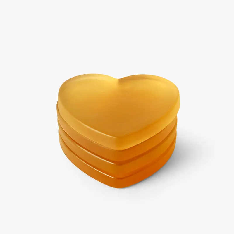 Glossy Hearty Mist Glass Coaster (Yellow) - Set Of Four media 3