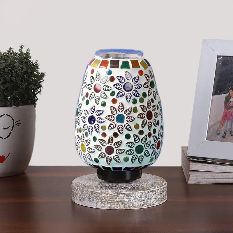 Luminexia Glass Table Lamp With Wooden Base - Multicolor media 4