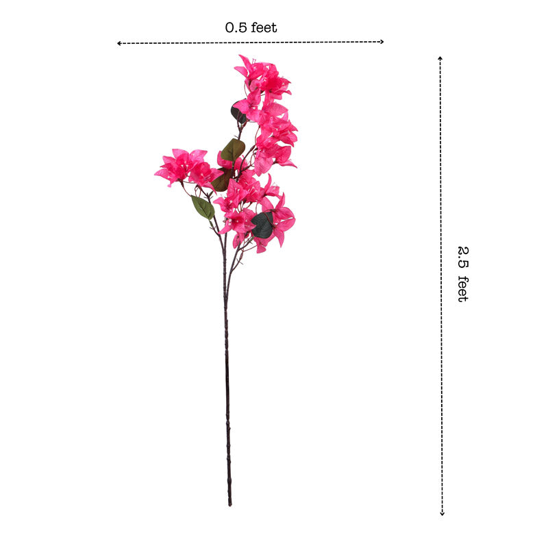 Artificial Realistic Bougainvillea Flower Stick (Pink) - Set Of Three media 8