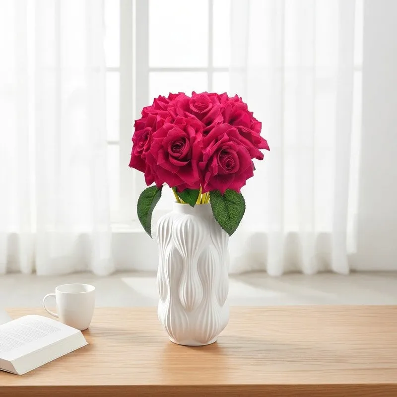 Aurielle Rose Fabric Artificial Flower - Dark Pink media 1