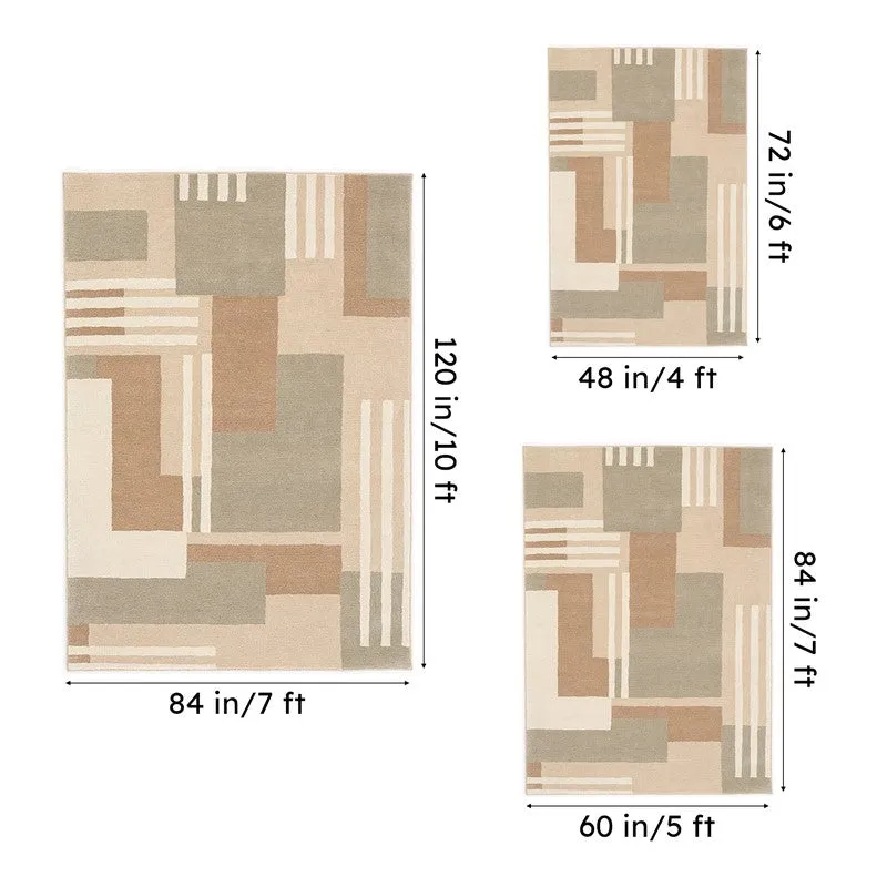 Melantho Hand Tufted Geometric Wool & Nylon Carpet - Green media 15