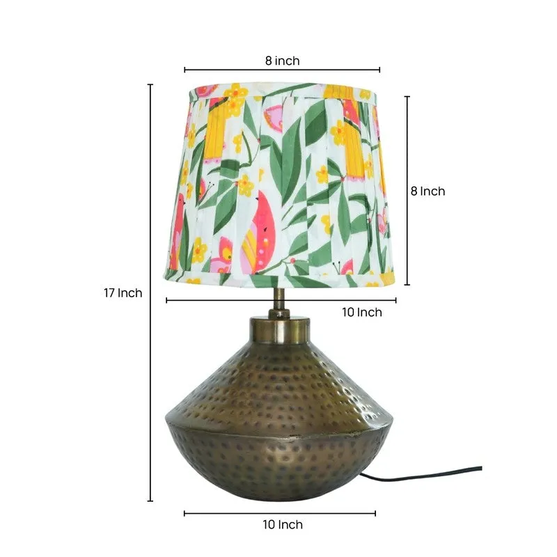 Gilded Gardenia Metal Base Cotton Table Lamp - Multicolor media 5