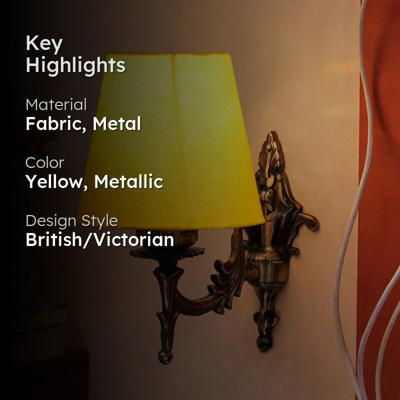 Vista Edrel Conical Fabric & Metal Wall Lamp - Yellow media 2