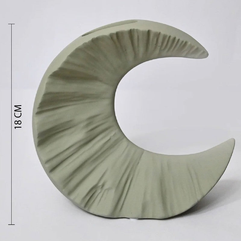 Lunar Half Moon Ceramic Vase - Green media 5