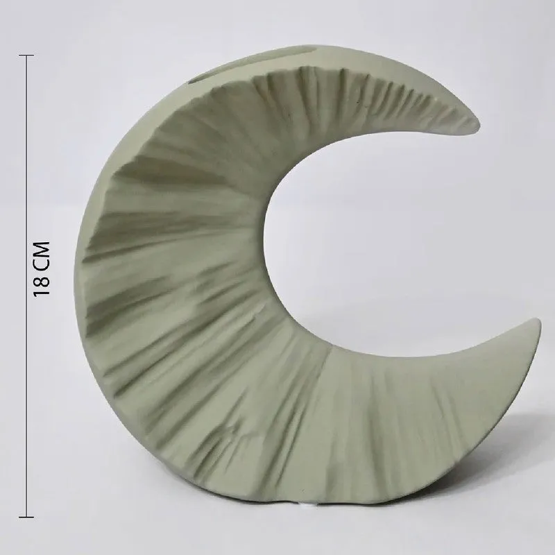 Lunar Half Moon Ceramic Vase - Green media 5