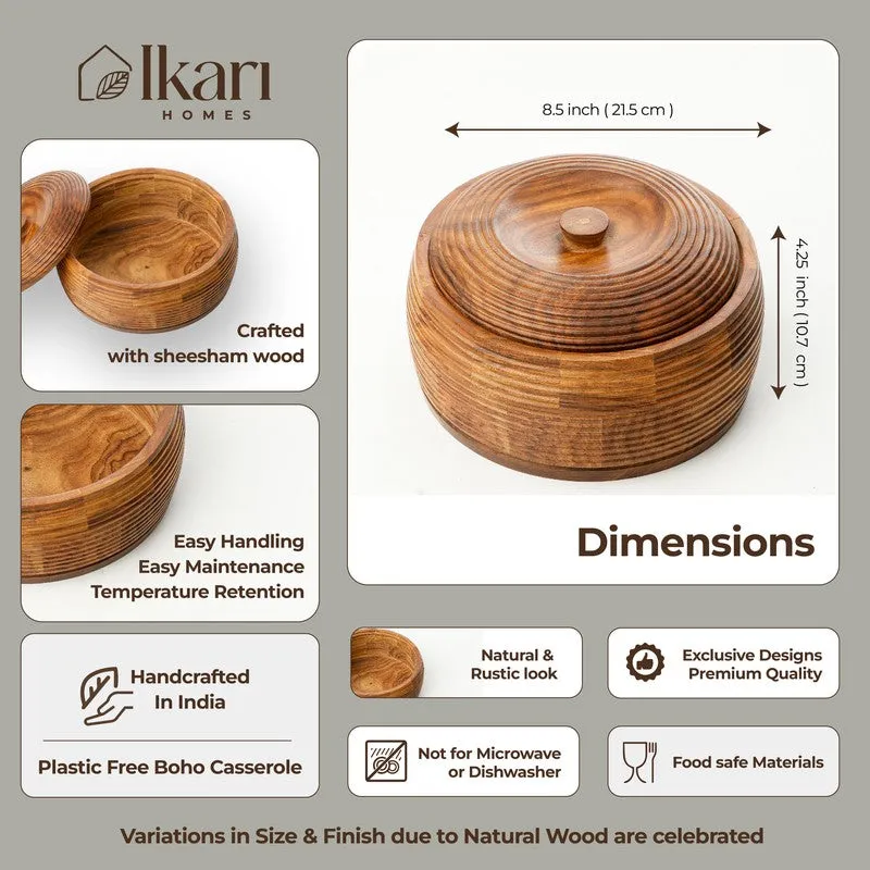 Round Lidded Sheesham Wood Roti Box media 11