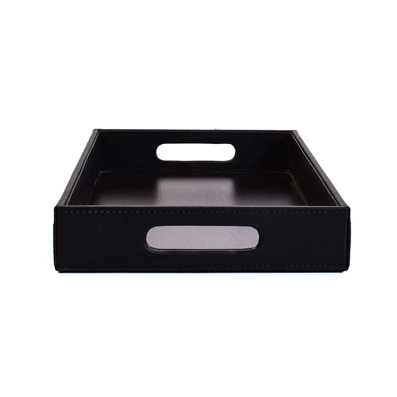 Trivox Faux Leather Serving Tray (Black) - Set Of Two media 4