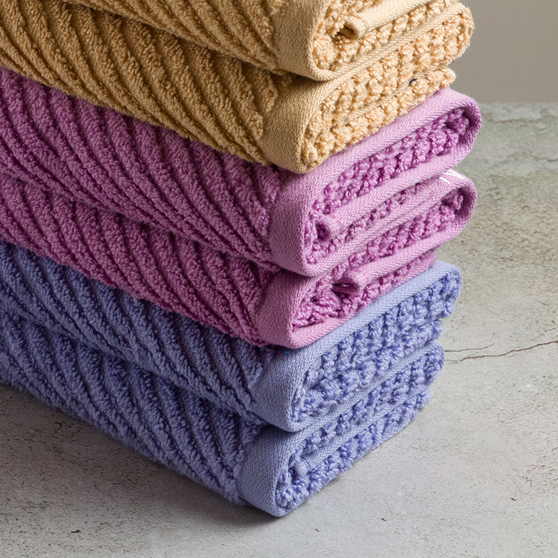 Nautica Riviera Soft Cotton Hand & Face Towel (Light Tan,Lilac & Light Blue) - Set Of Six media 5