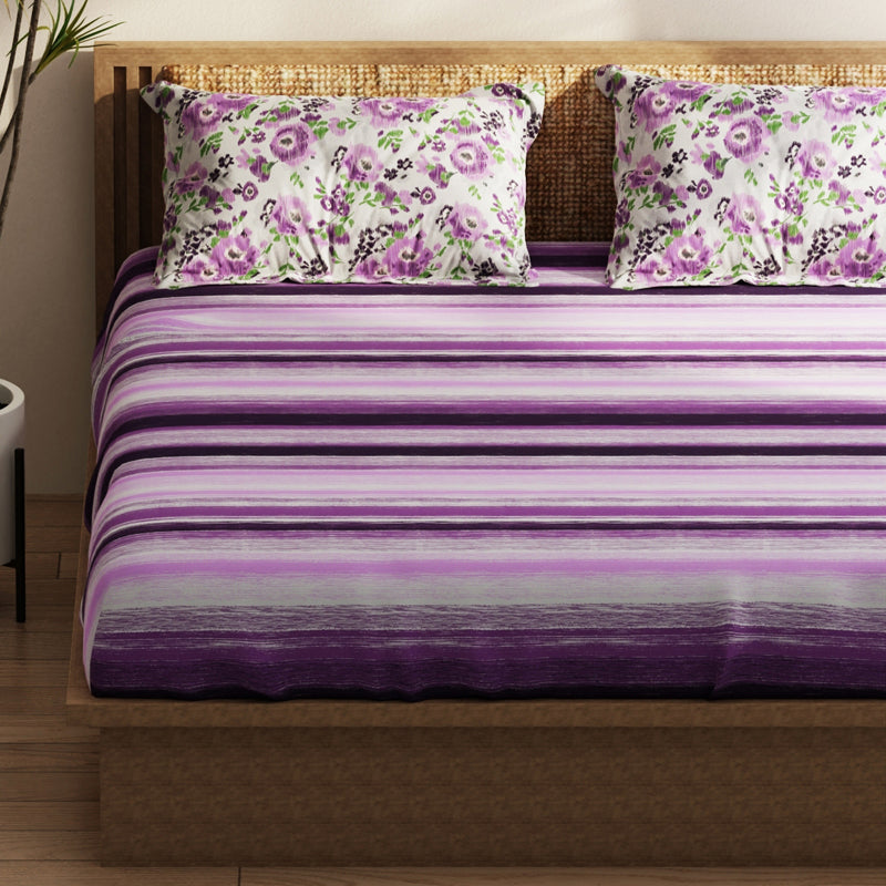 Somnio Geo Microfiber Microfiber Bedsheet (Purple) - 120 GSM media 3