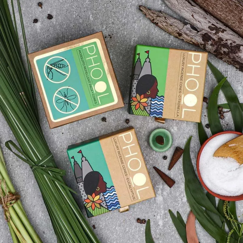 Phool Mosquito Repellant Combo Pack - Natural Incense Cones Citronella & Eucalyptus media 1