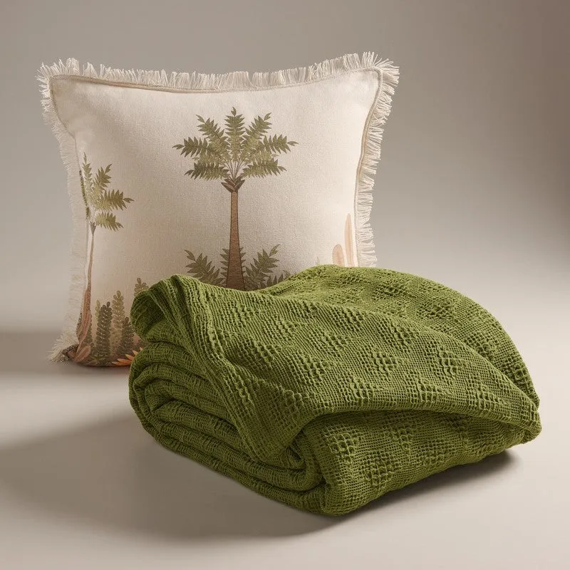 Geo Haven Cotton Bedcover (Green) (350 Gsm) - Two Piece Set media 3