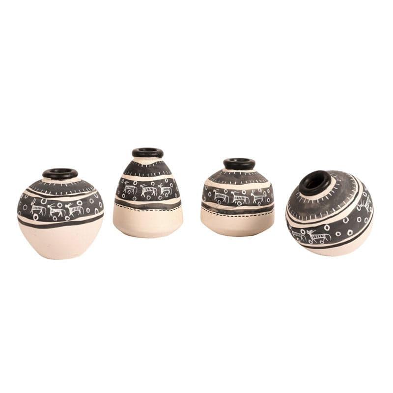 Chenaya Wooden Wall Shelf With Pots - Set Of Five media 4