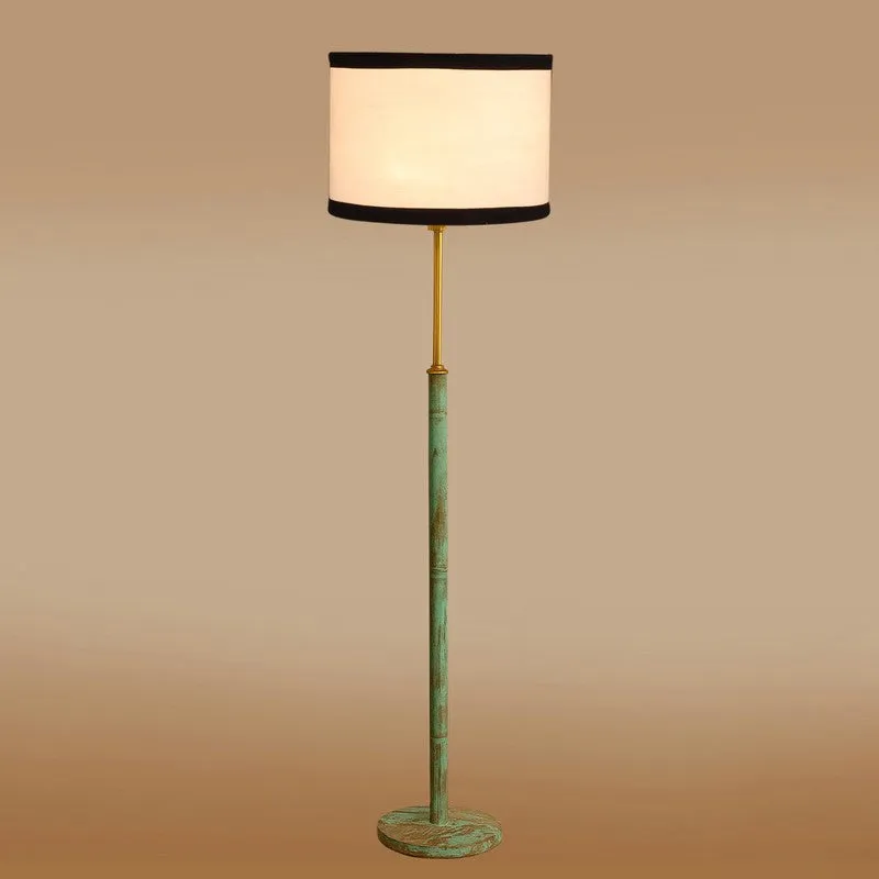Amber Glow Wooden Floor Lamp - White & Black media 6