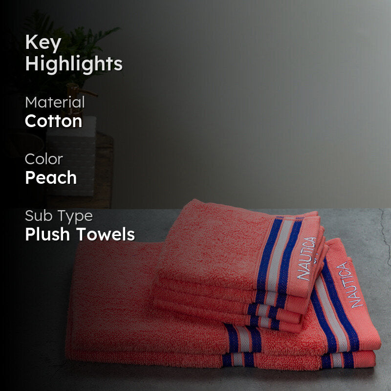 Nautica Dove Down Cotton Towel Set (Coral) - Set Of Six media 2