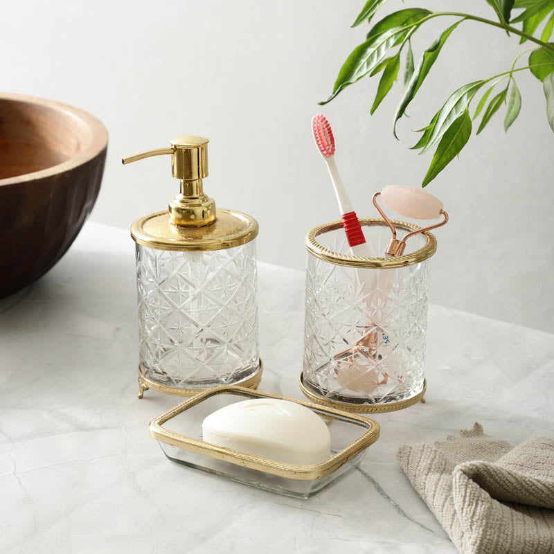 Mamba Crystal Cut Bathroom Set - Gold