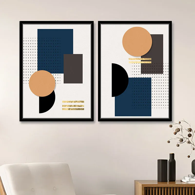 Geometry Of Blues Wall Art - Set Of Two media 1