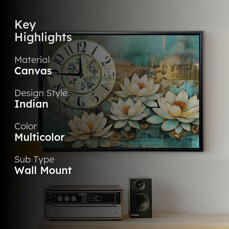 Time Of Flowers Wall Art With Clock media 2