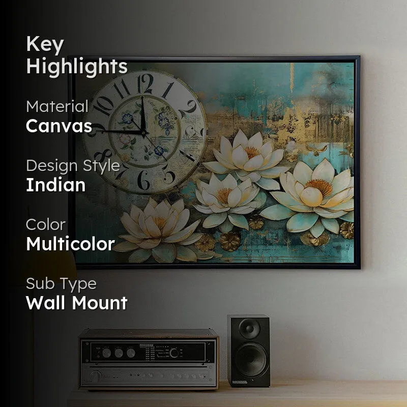 Time Of Flowers Wall Art With Clock media 2