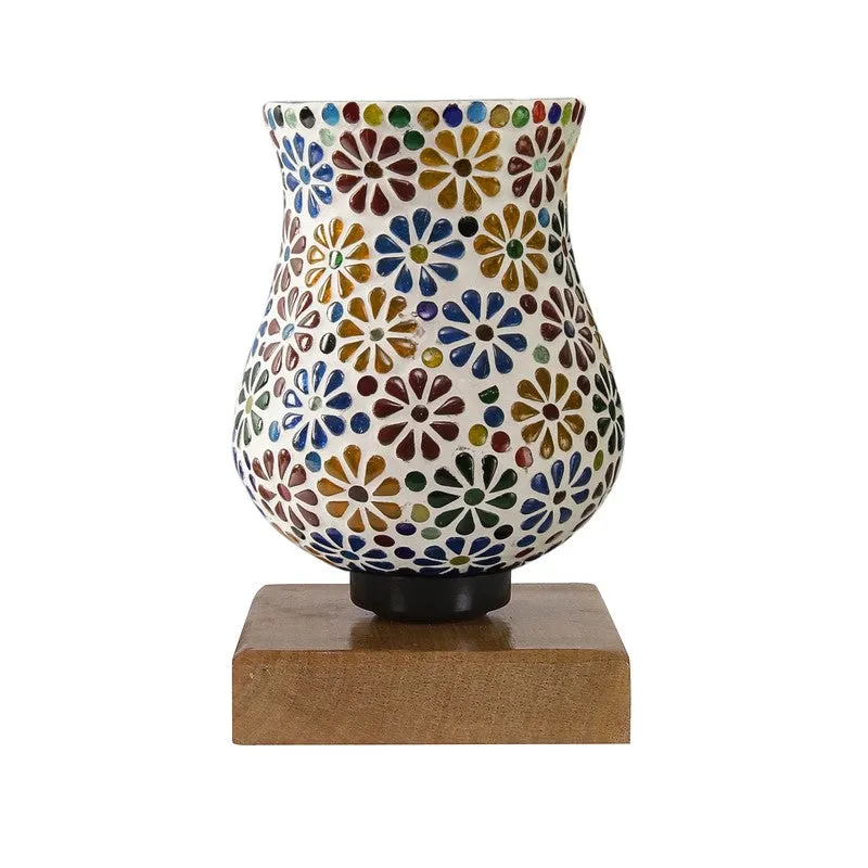Miraira Mosaic Glass Table Lamp With Wooden Base - Multicolor media 5