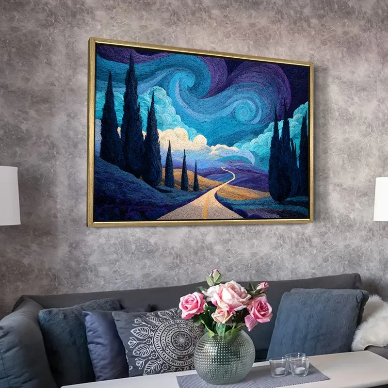 Golden Nebula Canvas Wall Painting With Frame media 6