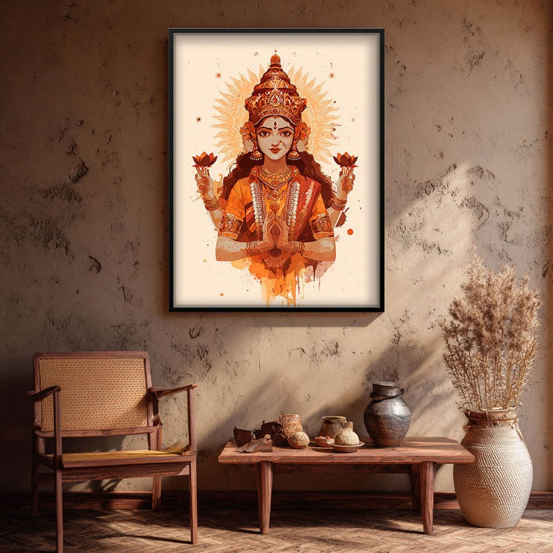 Divine Grace of Goddess Mahalaxmi Archival Paper Wall Art