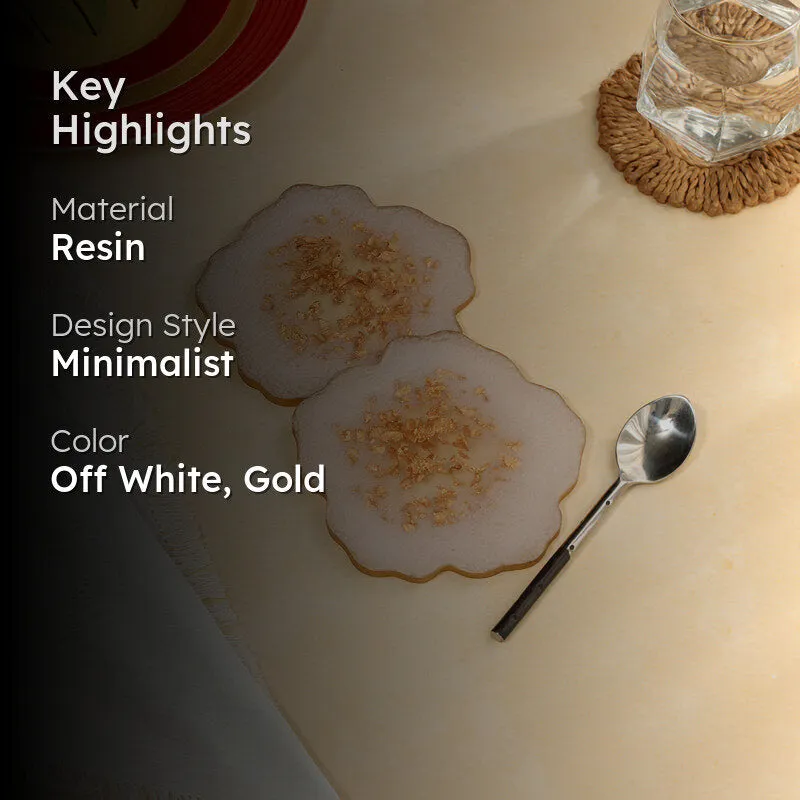 Gold Fleck Resin Coaster (Off White) - Set Of Two media 2