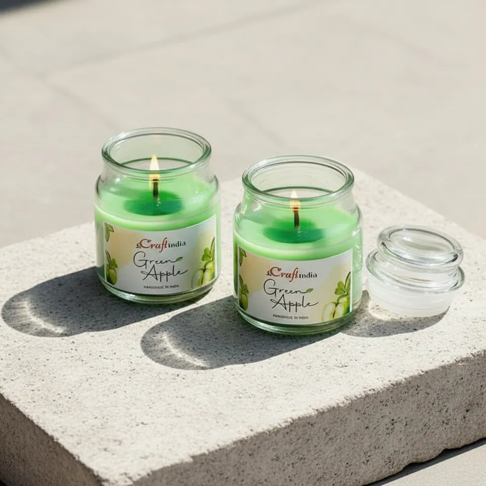 Nithya Green Apple Scented Jar Candle - Set Of Two media 1