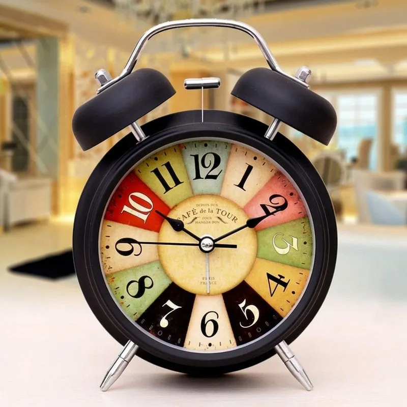Classic Tick Round Metal Table Clock media 3