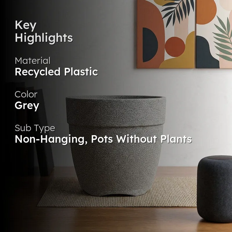 Ugaoo Barca Round Large Planter - Grey media 2