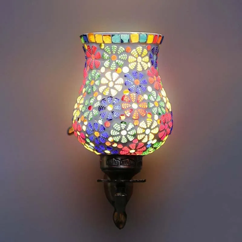 Fiery Florals Glass & Metal Wall Lamp media 5
