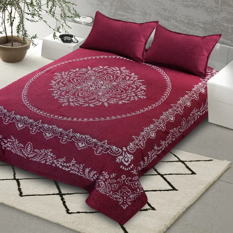 Ethnic Serenity Cotton Bedsheet (Maroon) - 220 TC media 4