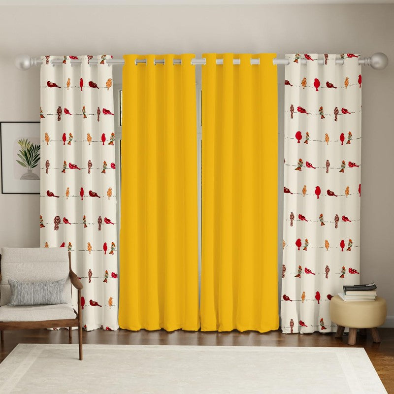 Urban Space Humming Bird Curtains (Yellow) - Set Of Four media 3