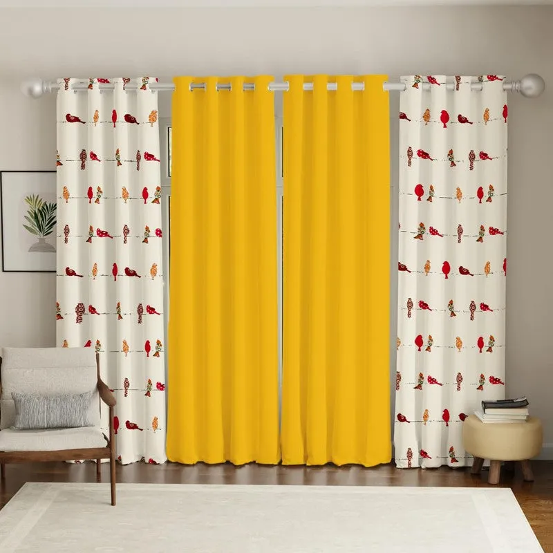 Urban Space Humming Bird Curtains (Yellow) - Set Of Four media 3
