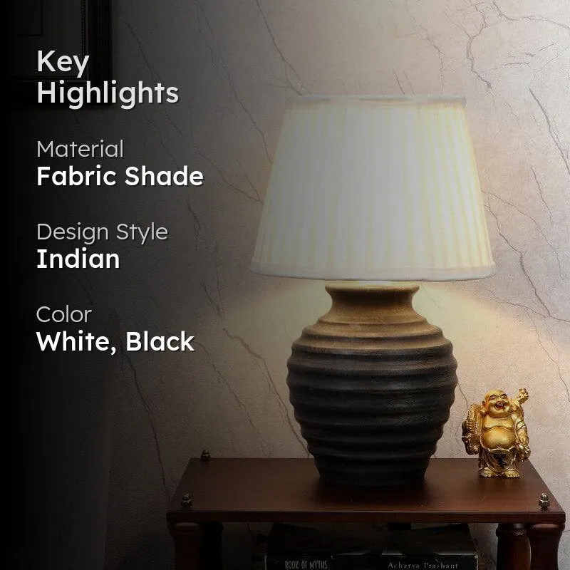 Vesara Palmer Fabric Table Lamp - White,Black media 2