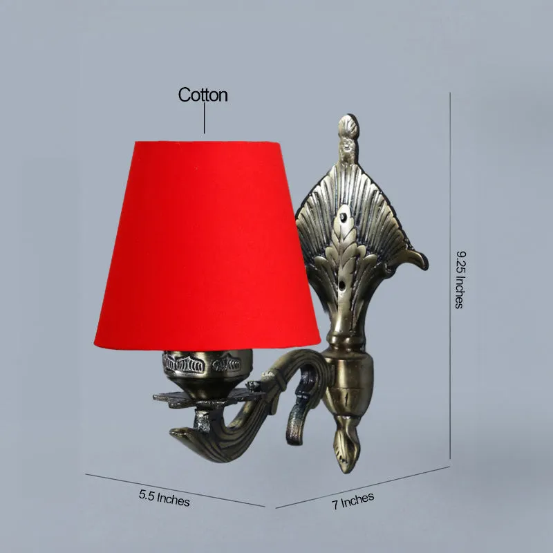 Magda Masique Conical Fabric & Metal Wall Lamp - Red media 4