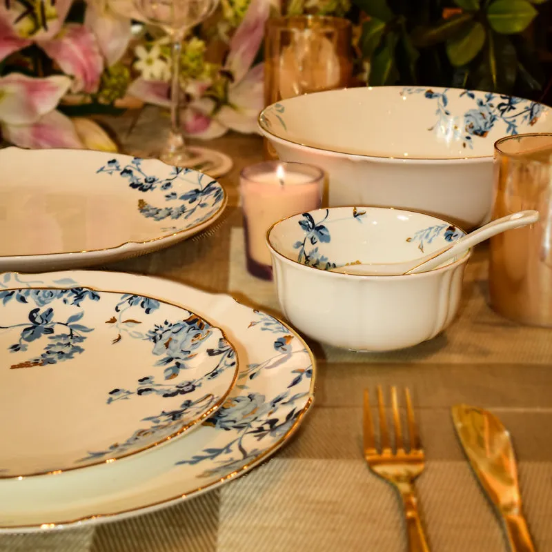 Verona 24k Gold Brushed Bone China Dinner Set - 21 Piece Set media 4
