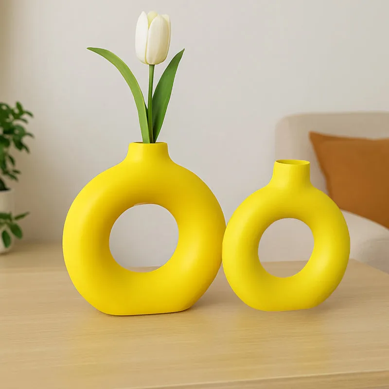 Melo Ceramic Vase (Yellow) - Set Of Two media 3