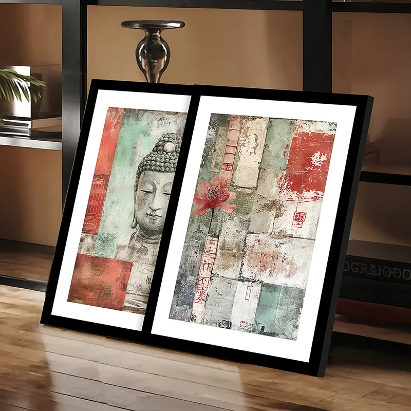 Earthly Buddha Wall Art With Frame - Set Of Two media 8