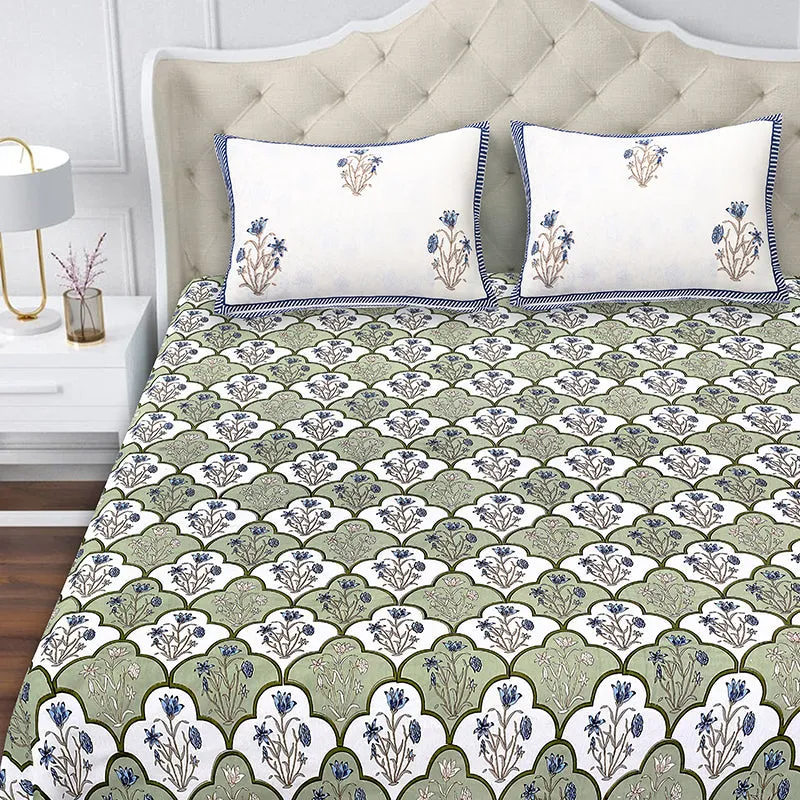Rupa Cotton Bedsheet (Olive, Blue) - 180 TC media 4