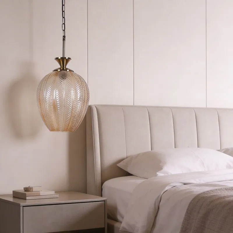 Antum Glass & Iron Ceiling Lamp With  Base - Gold media 3